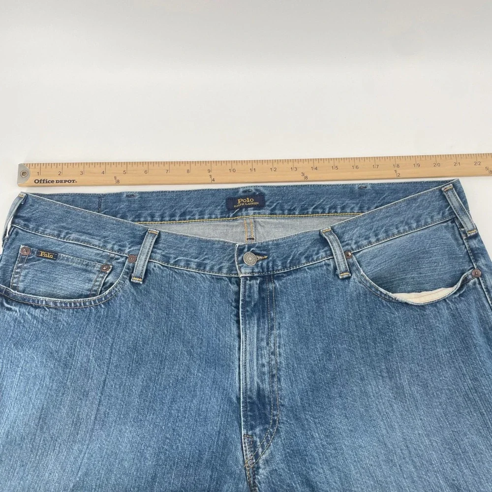 Polo Ralph Lauren Jeans Mens 42x30 Blue Straight Leg Denim Classic Fit Casual